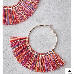 American Eagle Multi Color Thread Hoop Earring